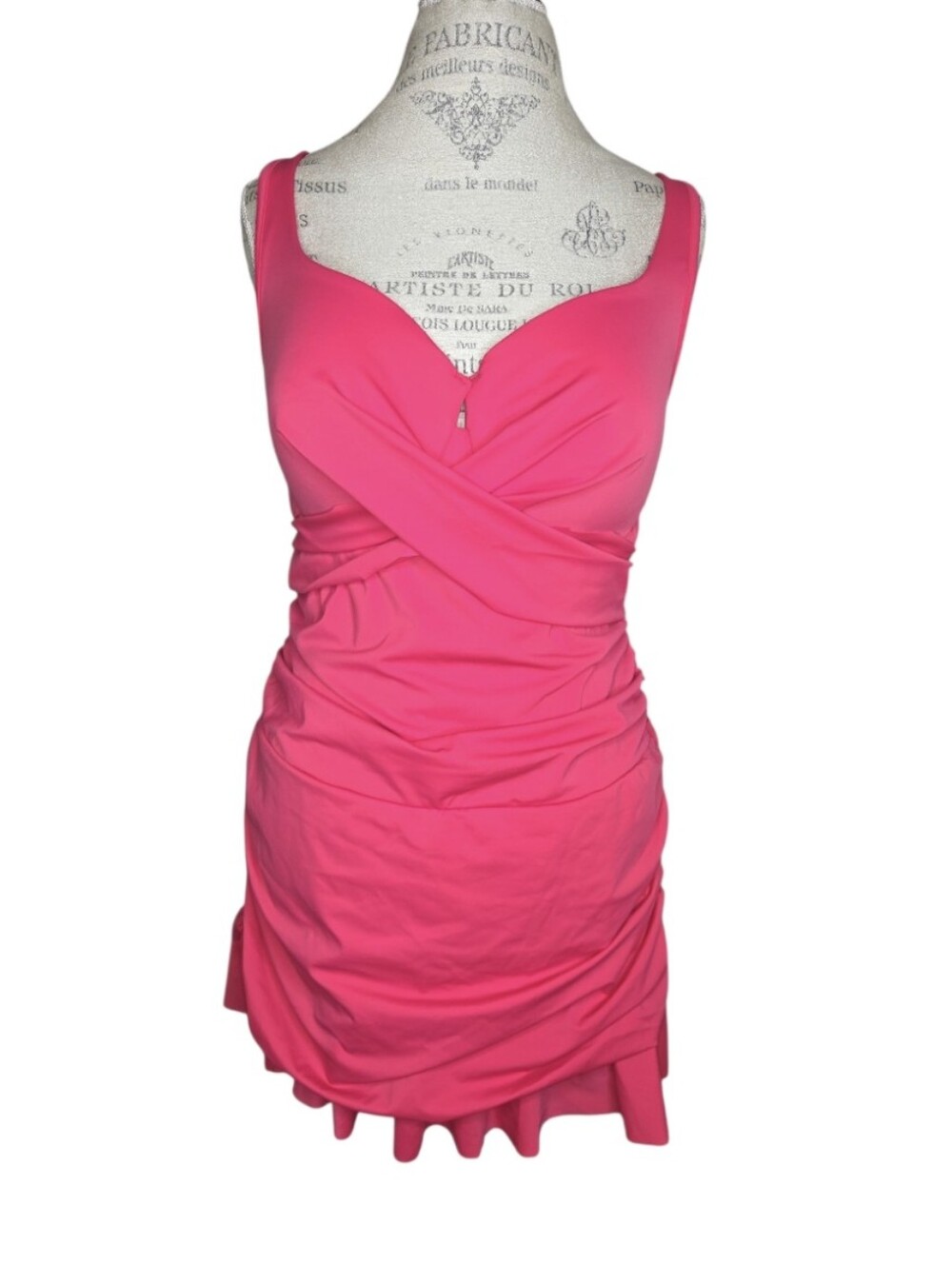 Swimsuits For All Hot Pink Twist Front Underwire Support Swimdress Size 18 NWT